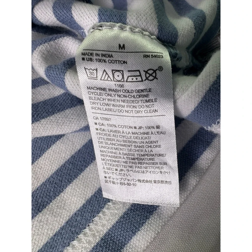 Banana Republic Men's Polo Shirt Medium White Blue Striped Pique Cotton Preppy M